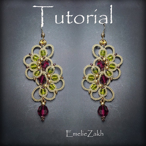 Tatting Pattern "Irada Earrings" - Instant Download PDF file -Frivolite jewelry tutorial - Tatting making jewelry - Earrings lace frivolite