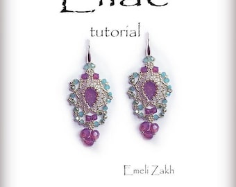 Earrings  Beading tutorial braided cabochon Beaded pattern earrings Jewelry beadwork in PDF file containing instructions Crystal earrings