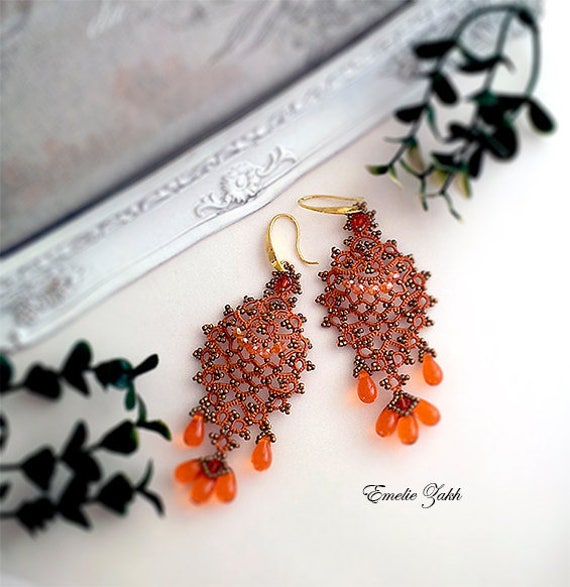Tatting Lace Pattern Earrings Frivolite Earrings Tatting With Beads Frivolite Earring Instruction Jewelry Making Beaded Earrings - 