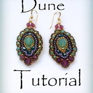 Dune Beading tutorial earrings Beaded pattern earrings PDF file instructions making jewelry swarovski crystal Miguel Ases image 3