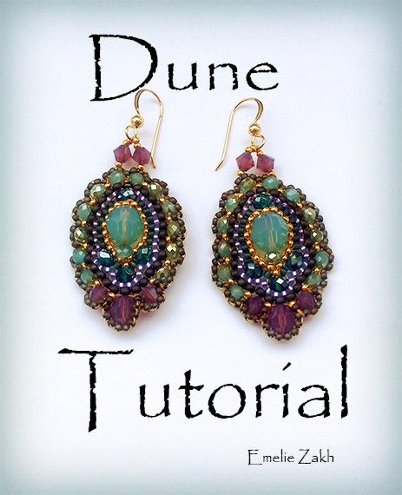 Dune Beading tutorial earrings Beaded pattern earrings PDF file instructions making jewelry swarovski crystal Miguel Ases image 3