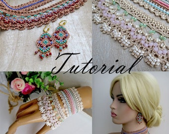 Crochet Boho Jewelry Pattern: Necklace, Bracelet, Earrings (PDF Pattern)