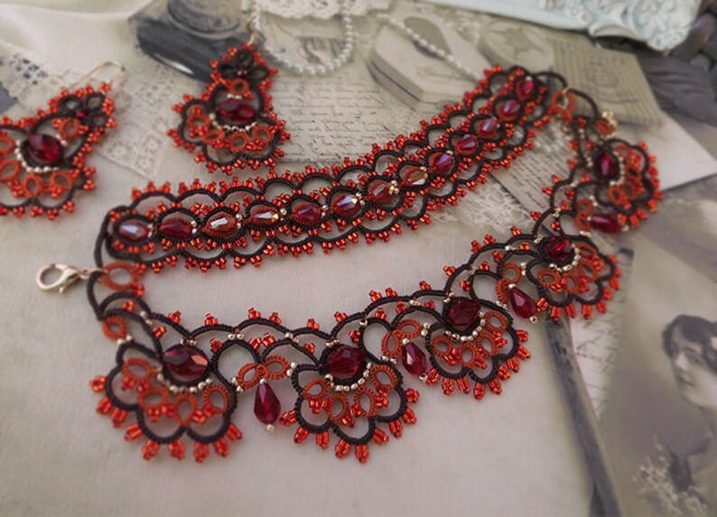 Lace tatting kit bracelet earring Frivolite Filigree jewelry Etsy