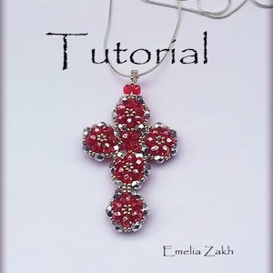 Cross Pendant Beading tutorial - Beadwork pattern jewelry - PDF file Instructions making the - Crystal Cross Pendant