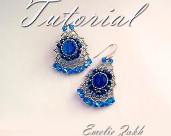 Beading tutorial - beaded earrings -Tutorial instructions  earring - Beaded jewelry tutorial - Crystal earrings tutorial - Beadwork tutorial