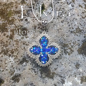 Blue Pendant Cross Beading tutorial - Beaded Pattern pendant - PDF file  instructions making jewelry -  Swarovski Crystal Cross Pendant