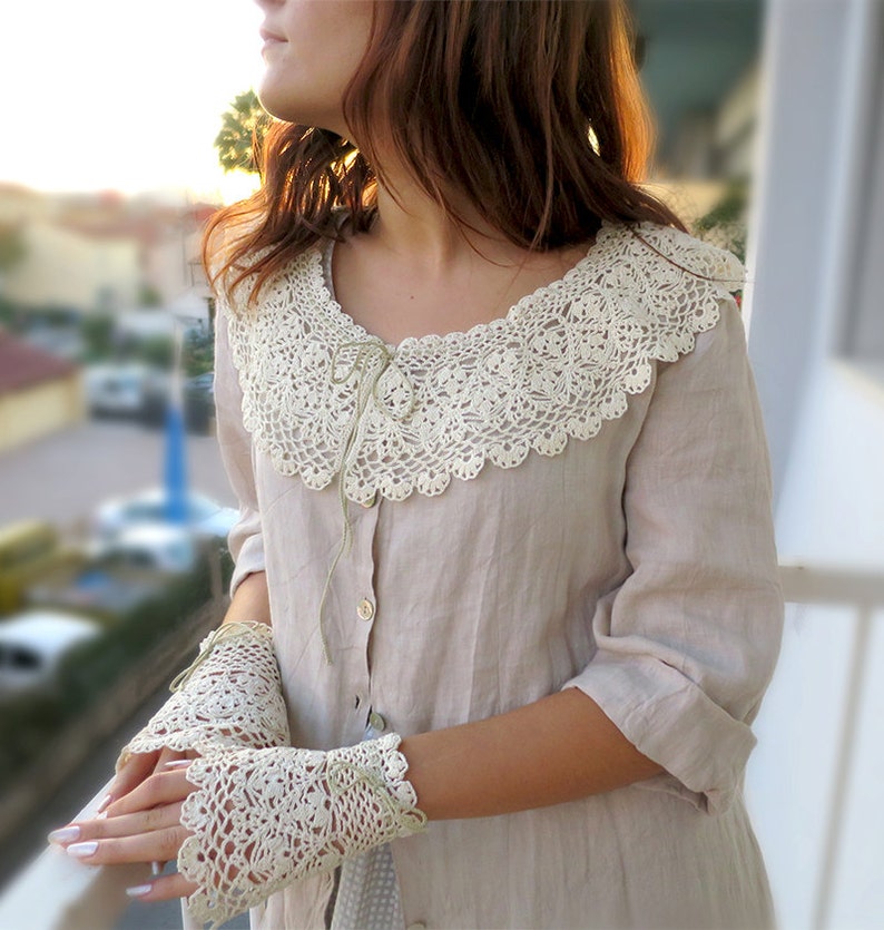 Pattern crochet  lace collar  bracelet cuff  Tutorial PDF image 3
