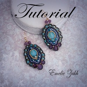 Dune Beading tutorial earrings -  Beaded pattern earrings - PDF file instructions making jewelry swarovski crystal Miguel Ases