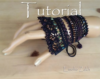 Modello braccialetto con perline all'uncinetto Gioielli all'uncinetto Tutorial File PDF contenente le istruzioni per realizzare il polsino del braccialetto all'uncinetto.