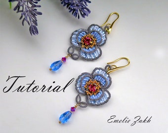 Tating lace jewelry tutorial Pattern bracelet earrings tutorials PDF file  videos  Bracelet  Detailed instructions textile jewelry