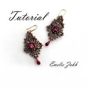 Tatting lace earrings pattern Frivolite jewelry tutorial Pattern PDF file   Detailed instructions textile jewelry