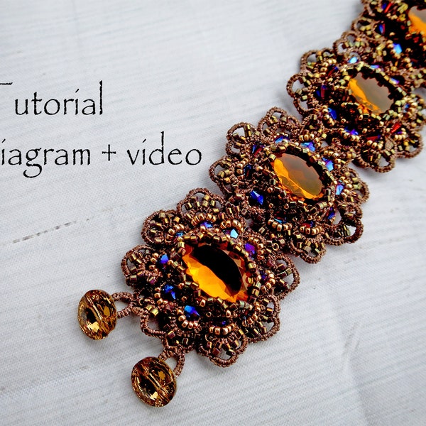 Tating lace jewelry tutorial Pattern bracelet earrings 3 tutorials PDF file  videos  Bracelet  Detailed instructions textile jewelry