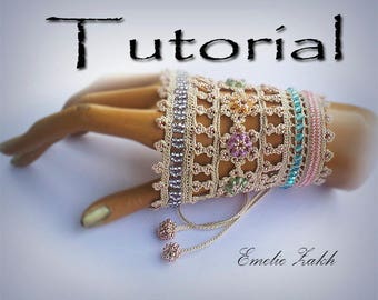 Pattern crochet beaded bracelet cuff Tutorial Crocheted bracelet with beads Crochet jewelry beding Crochet Beaded bohemiam Jewelry