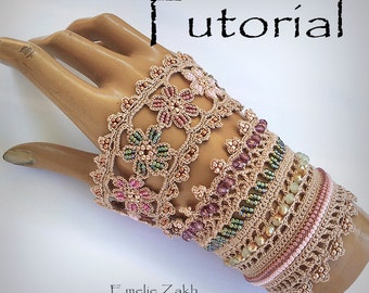 Crochet Beaded Bracelet Pattern, Jewelry Cuff Tutorial (PDF)