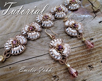 Tating lace jewelry tutorial Pattern bracelet earrings tutorials PDF file  videos  Bracelet  Detailed instructions textile jewelry