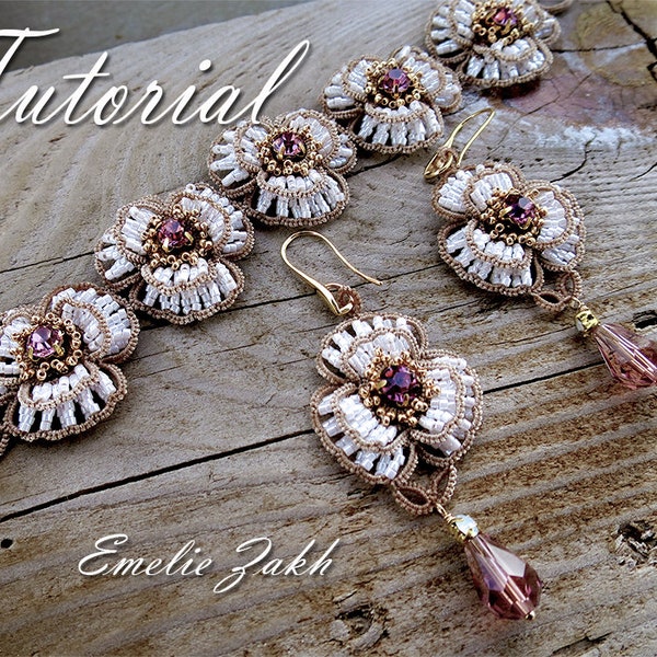 Tating lace jewelry tutorial Pattern bracelet earrings tutorials PDF file  videos  Bracelet  Detailed instructions textile jewelry