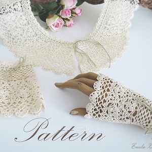 Pattern crochet  lace collar,  bracelet cuff - Tutorial PDF file instructions jewely  crochet - Making crochet boho  jewelry collar, mitts