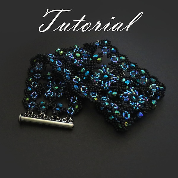 Beading black lace Beading tutorial Earrings and bracelet beading tutorial jewelry instructions pattern beading Beadweaving jewelry tutorial