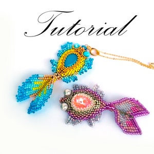 Wisiorek Złota Rybka koralikowy wzór Yelloy niebieski DIY tworzenie biżuterii koralikowy samouczek