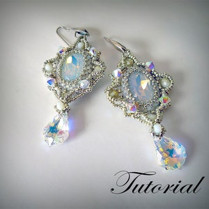 Beading tutorial earrings Bella Crystal earrings pattern earrings  Jewelry pattern beading tutorial earrings instruction l earrings tutorial