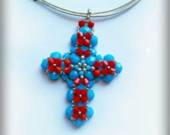Tutorial de Pingente de Cruz com Miçangas – Molde para Joias com Cristais (PDF)