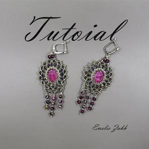 Earrings beaded  Tutorial - Beading Pattern - Earrings Making Tutorial - Braided cabochon Swarovski- earrings victorian style Jewelry