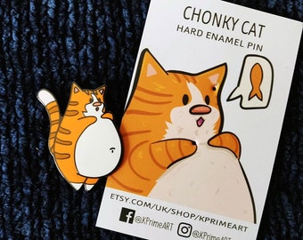 Chonky Cat Enamel Pin - Cat Enamel Pin - Lapel Pin - Ginger Cat Hard Enamel Pin - Cute Pin - Cat Pins - Chunky Kitten Pin - Kitty Pin