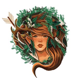 A4 A5 Artemis Print Nature Illustration Goddess of the Wild Goddess of ...