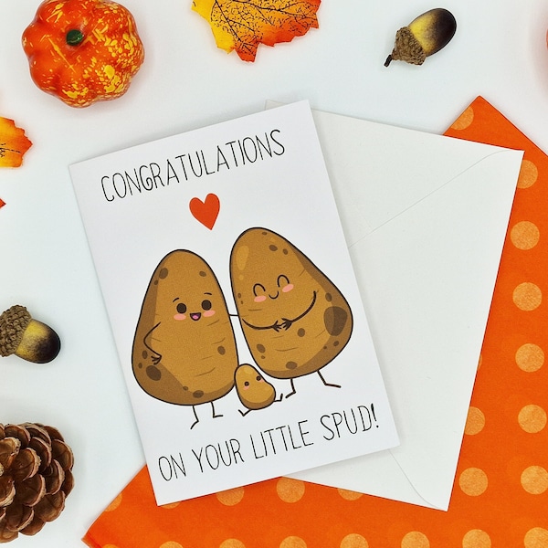 Pregnancy Card - Congratulations On Your Little Spud Card - Expecting New Born Baby - New parent card - New mum - Pregnant card - New dad