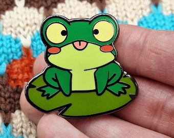 Lotus Baby Frog Cute Enamel Pin -  Israel