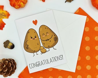 Pregnancy Card - Little Spud Card - Expecting New Born Baby - New parent card - New mum - Pregnant congratulations greeting card - New dad