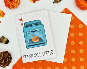 Pregnancy Card - Bun In Oven Card - Expecting New Born Baby - New parent card - New mum - Pregnant congratulations greeting card - New dad