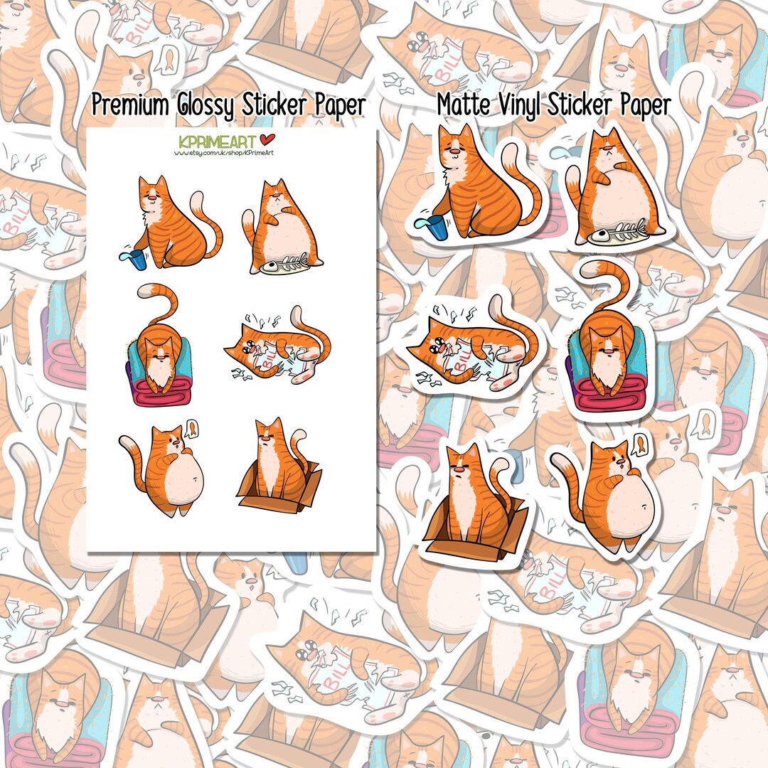 Ginger Cat Sticker Set Bad Cat Stickers Cats Behaving Badly Tabby Cat ...