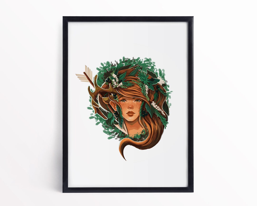 A4 A5 Artemis Print Nature Illustration Goddess of the Wild Goddess of ...