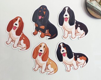 Basset Hound Handmade Magnets - Red/Tan, Lemon, Black Brown, Tri-color, Black and White Basset Hounds - Dog Fridge Magnets - Dog Gifts