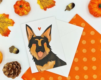 German Shepherd Card - Dog Birthday Card - Cute Anniversary Card - Alsatian - GSD - Wolf Dog - Wolfhound - Sheepdog - Cute Dog Card - Kawaii