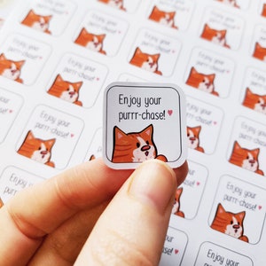 Enjoy your Purchase Stickers - Enjoy your Purrrchase - Packaging Stickers - Thank you Stickers - Small Business - Happy Mail - Envelope Seal