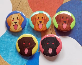 Labrador Single Badge - 32mm, 1.25inch Buttons -  Chocolate Labrador, Fox Red Labrador, Yellow Lab, Black Labrador - Pet Badges - Lab Button