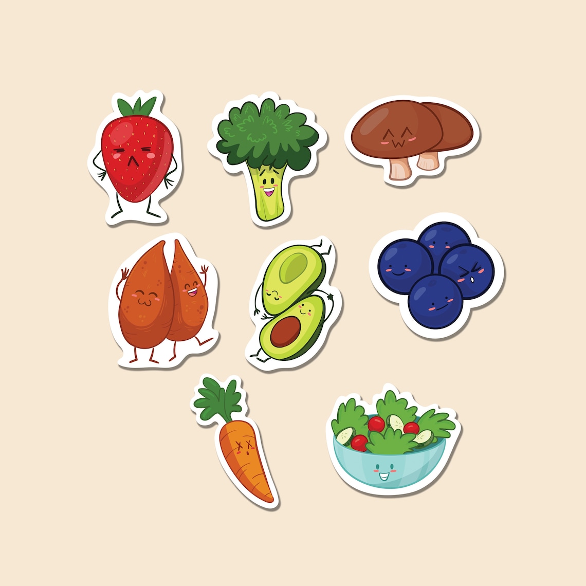 Fruit and Veg Vinyl Sticker Set Healthy Stickers Vinyl Etsy
