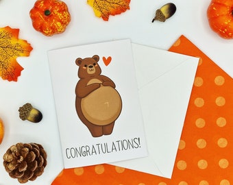 Pregnancy Card - Mama Bear Card - Expecting New Born Baby - New Parent Card - New Mum - Pregnant Congratulations Greeting Card - New Dad