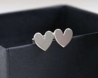 Heart small stud earrings sterling silver handmade jewellery ChaByDesign UK Designer