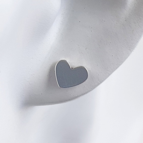 Heart small stud earrings sterling silver handmade jewellery ChaByDesign UK Designer