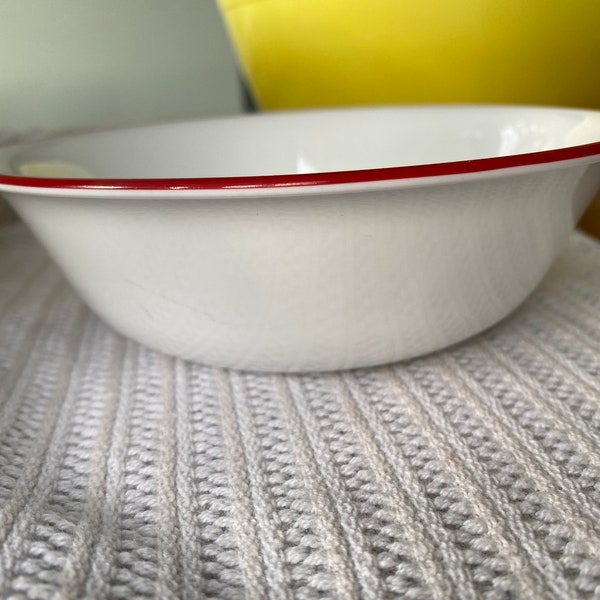 Corelle ‘Bandhani Red’ Vintage striped border Bowl, 2 only