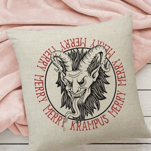 Merry Krampus pillow cover machine washable pillow cover 18x18inch cover only image 1