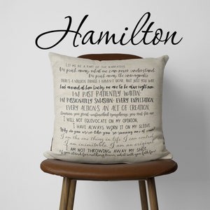 Hamilton quotes - 18x18inch pillow cover - hamilton quotes - broadway musical - machine washable - home textiles - movie quotes