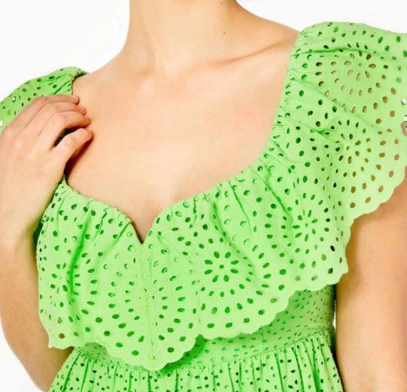 Lilly Pulitzer Cabana Green Babydoll Dress Size 12 - image 3