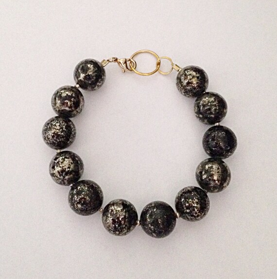 Items similar to Large Pyrite Bead Bracelet on Etsy