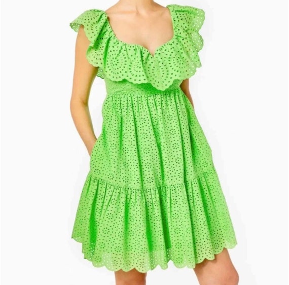 Lilly Pulitzer Cabana Green Babydoll Dress Size 12 - image 1