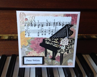 Piano birthday card | Etsy