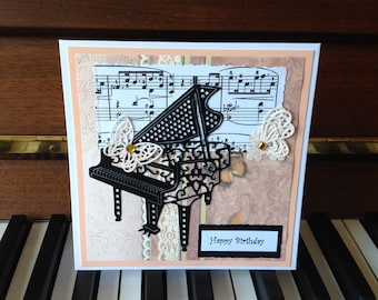 Piano birthday card | Etsy